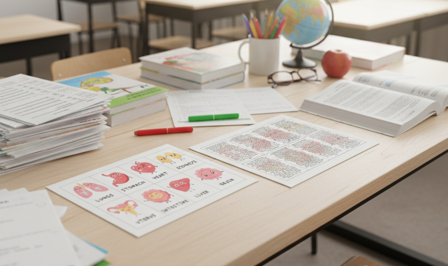 The Body - Cute Organ Flashcards with info