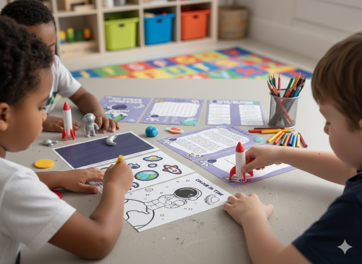 Printable Space workbook for 5-8 years