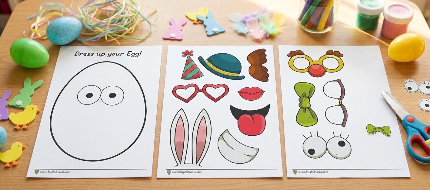 Dress up an easter egg cutting activity