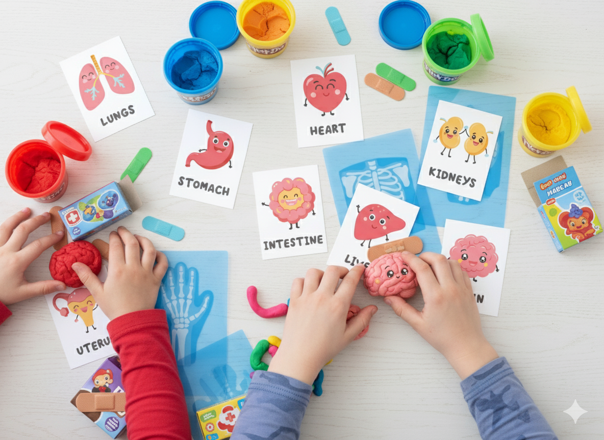 The Body - Cute Organ Flashcards with info