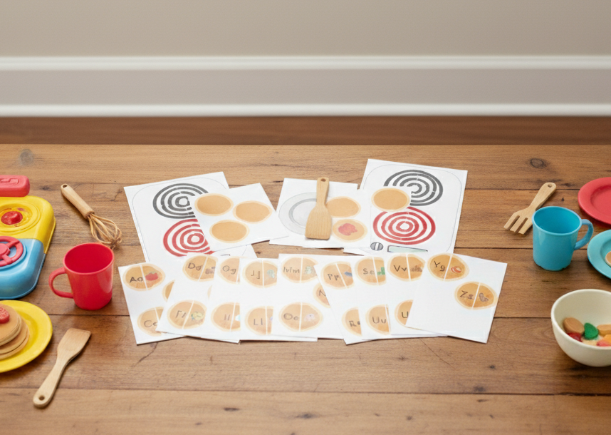 Pancake and cooker alphabet flisat insert set