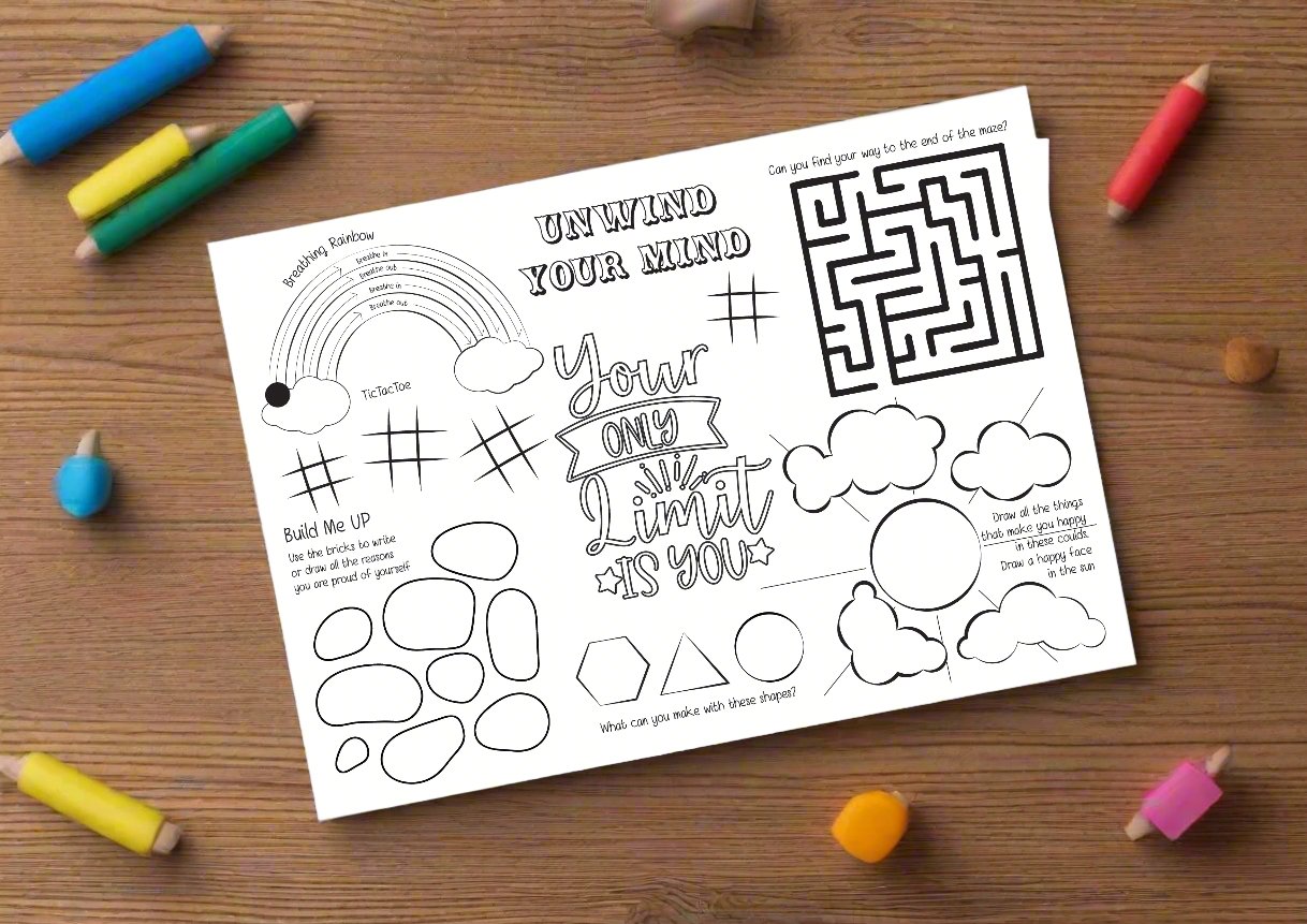 Kids mindfulness coloring mat printable