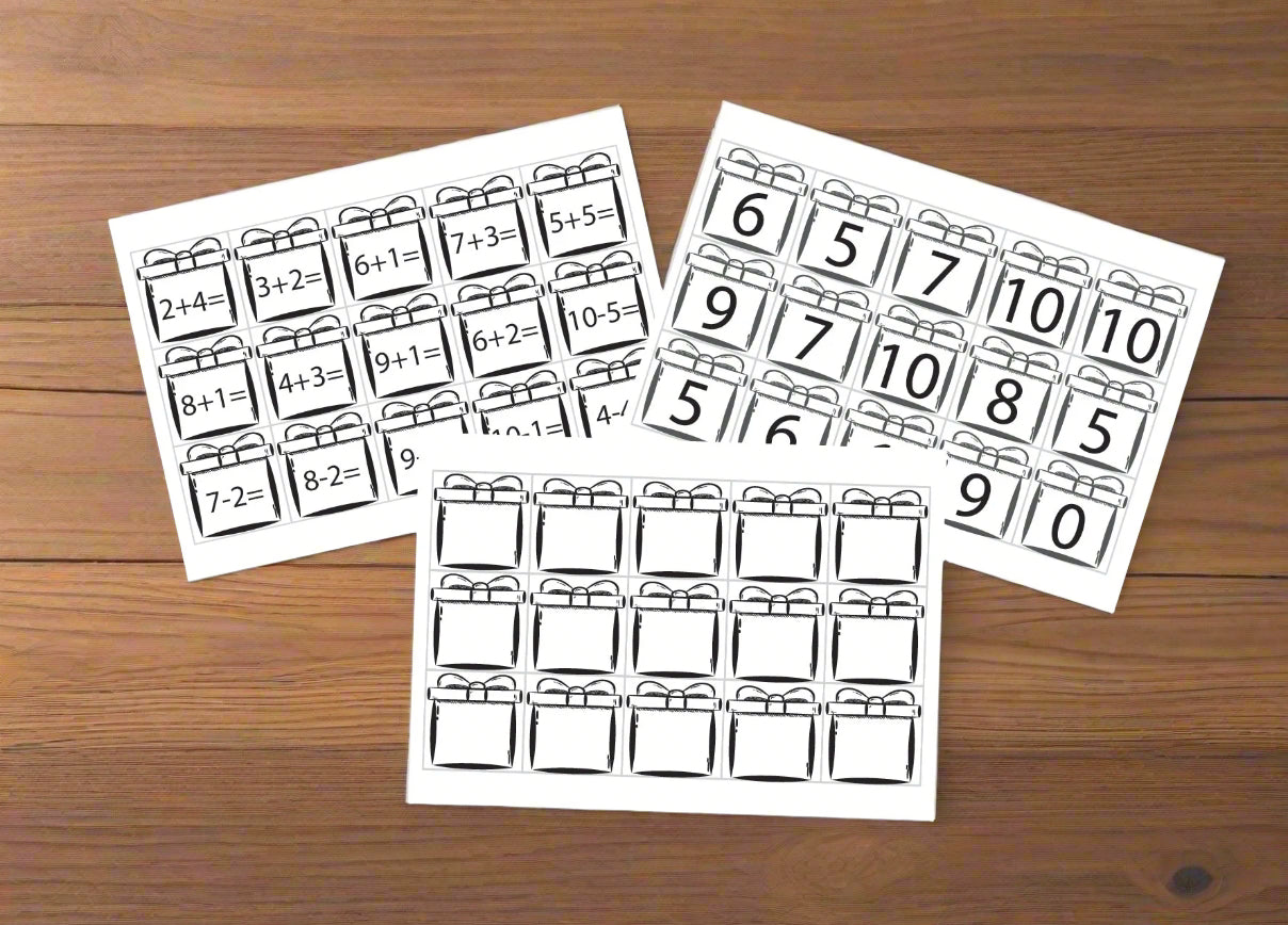 Hidden sum present match for light box or torch play