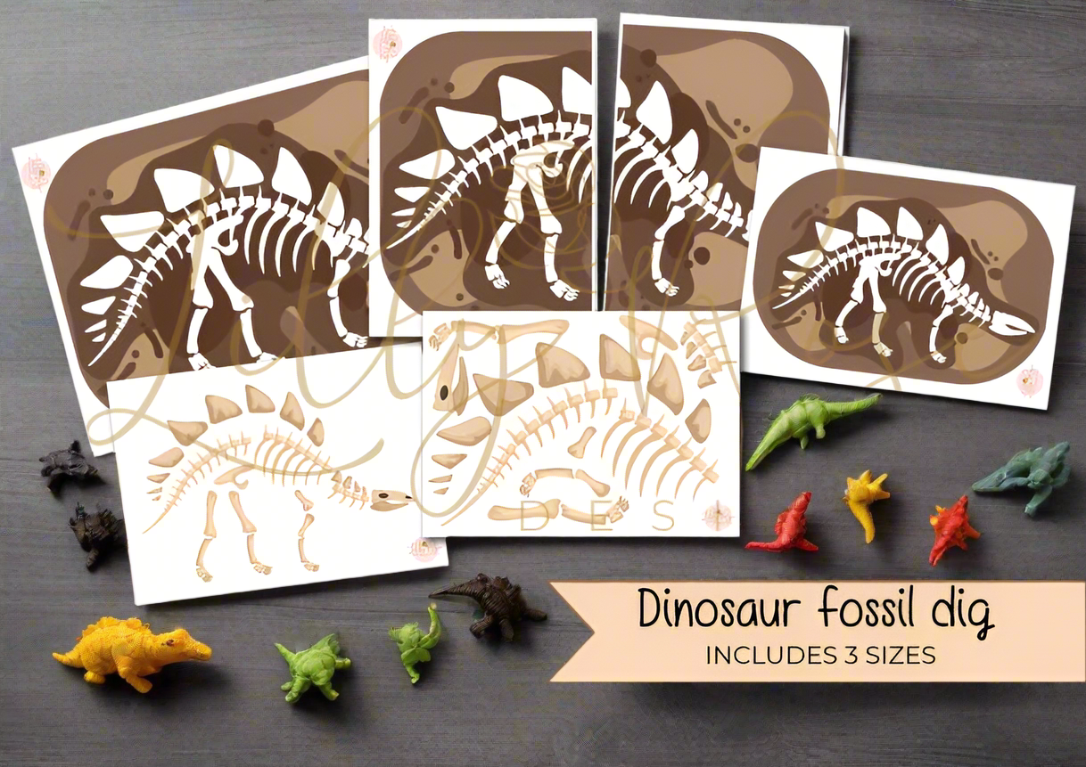 Flisat inserts - Dino fossil dig - Four Dinosaurs - INCLUDES 4 DINOSAURS