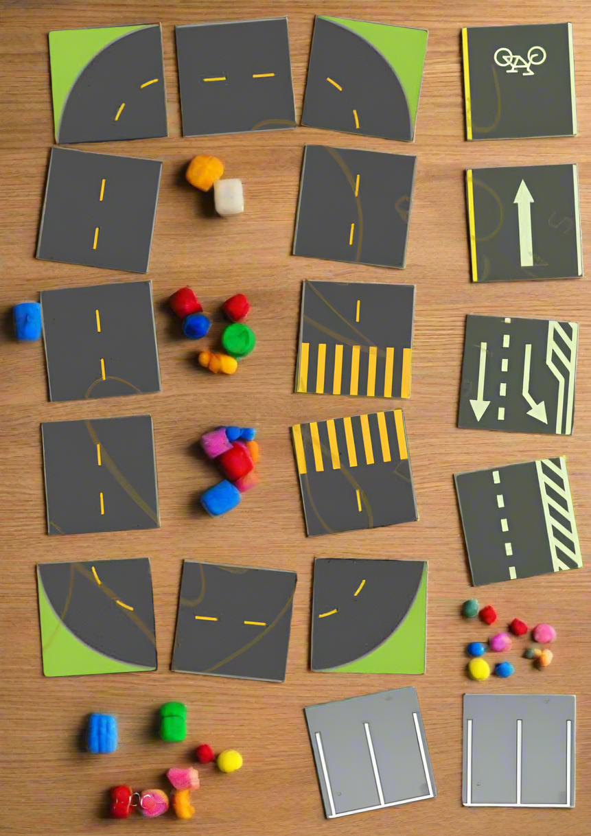 Magnet tile toppers - play road