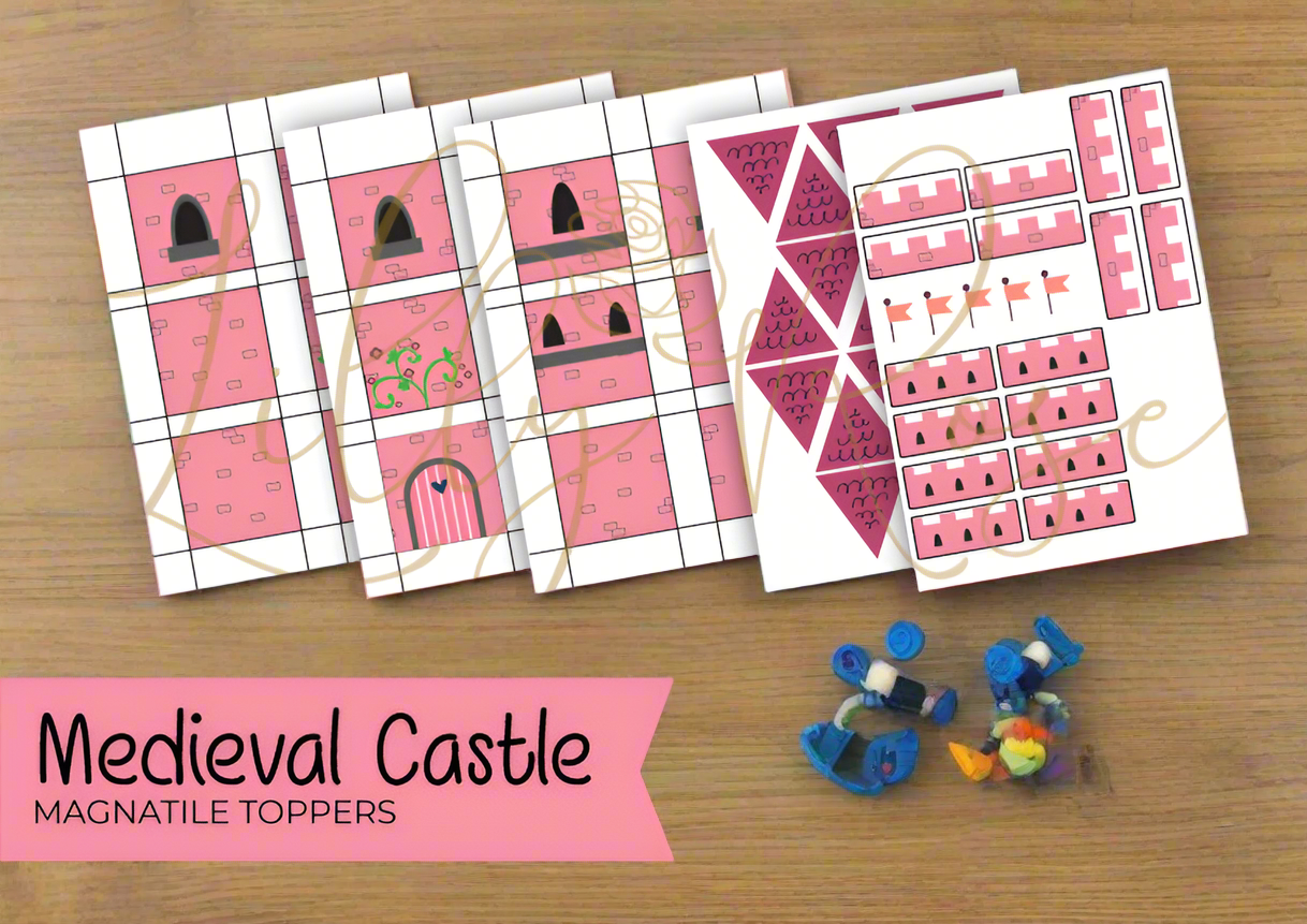 Magnet tile toppers - Pink princess castle set