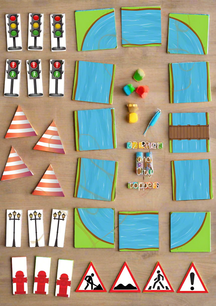Magnet tile toppers - play road