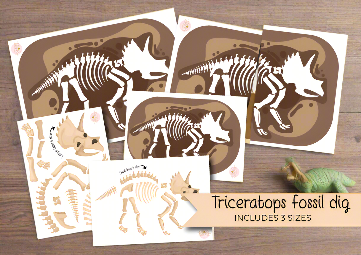 Flisat inserts - Dino fossil dig - Four Dinosaurs - INCLUDES 4 DINOSAURS