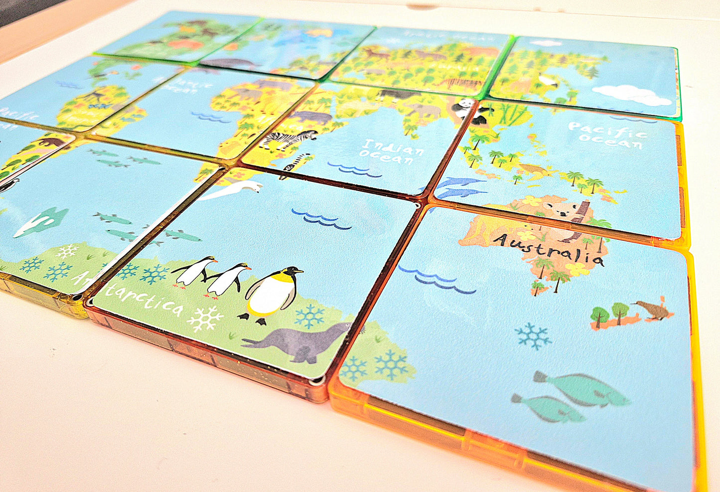 Magnet tile toppers - World Map Puzzle