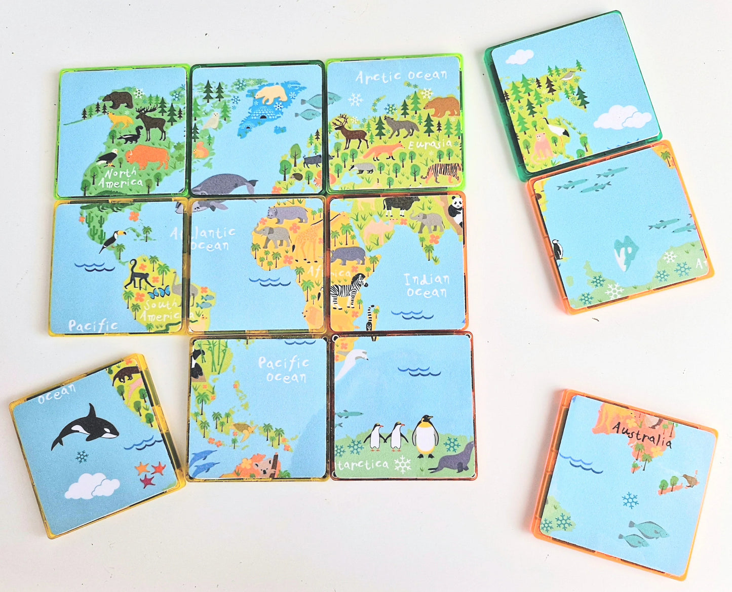 Magnet tile toppers - World Map Puzzle
