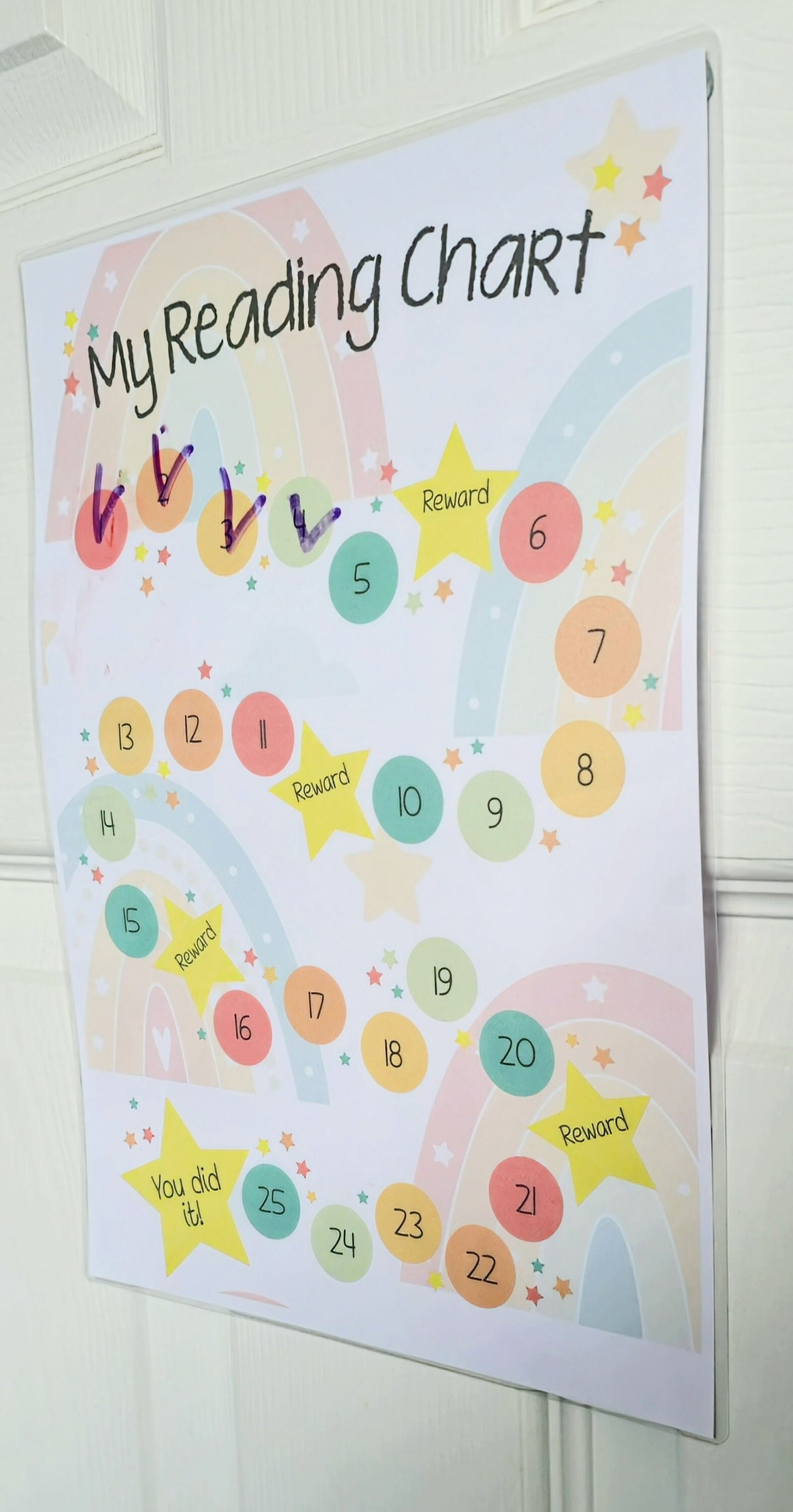 Reading reward chart for children - Rainbow theme