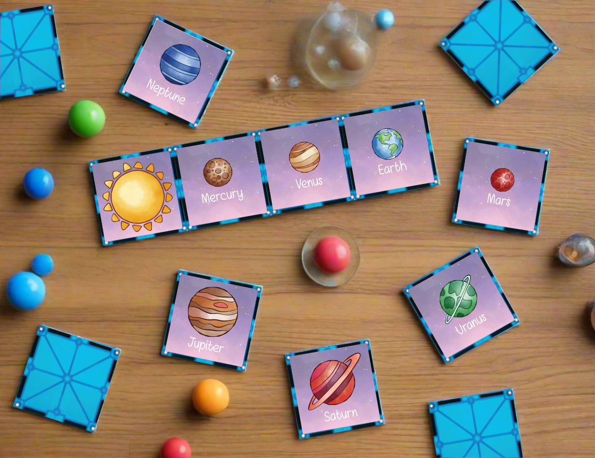 Space Mega Bundle - Magnet tile toppers, Flashcards, Flisat Insert