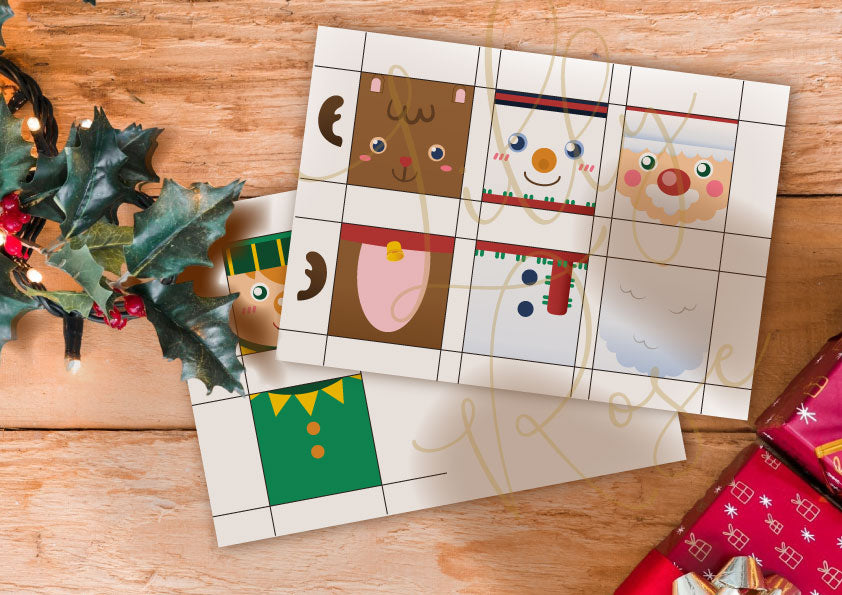 Magnet tile toppers - Christmas matching activity