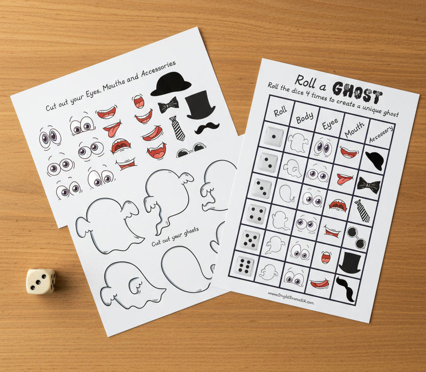 Halloween Roll a GHOST Printable dice game