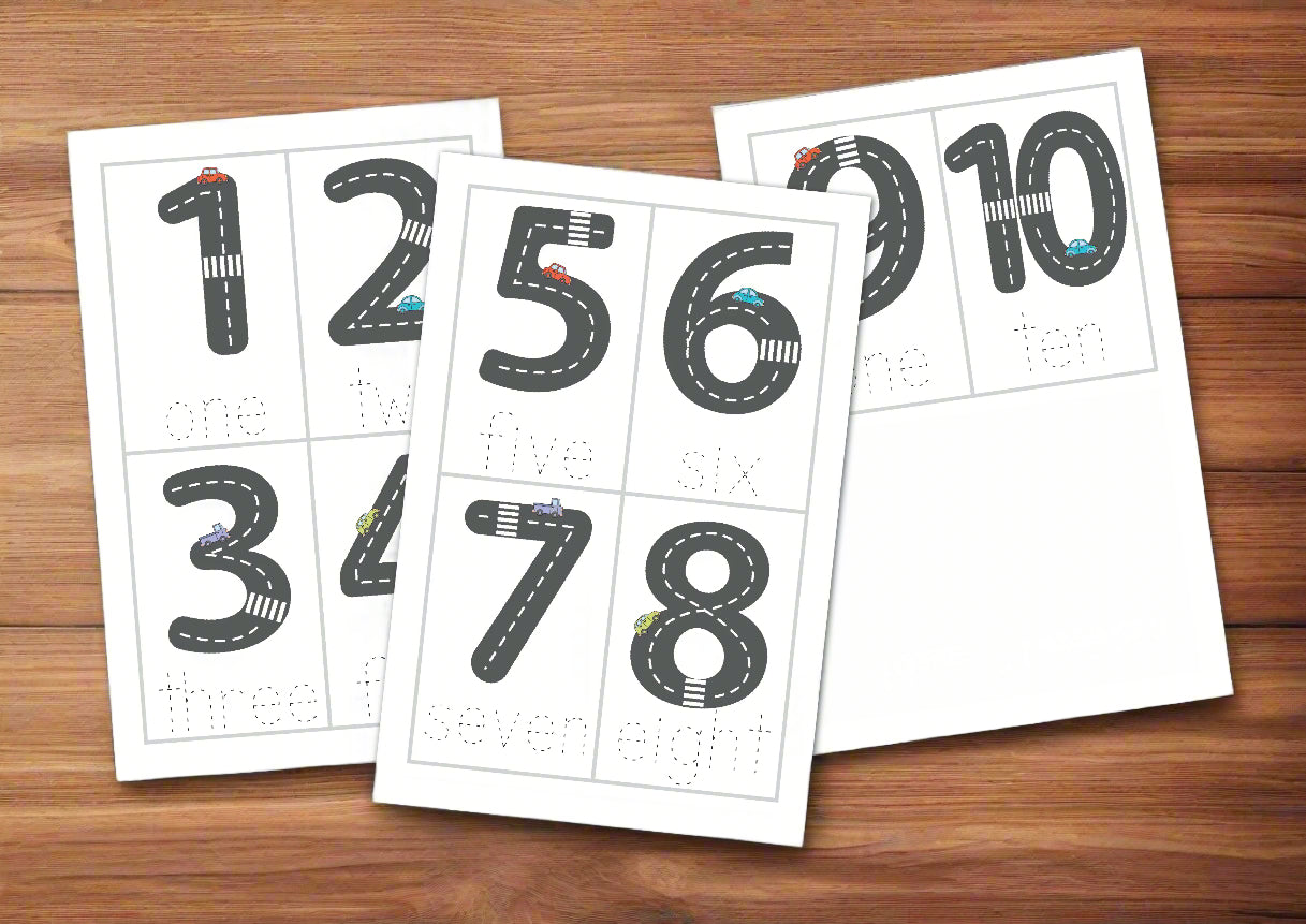 Road number printable flashcards