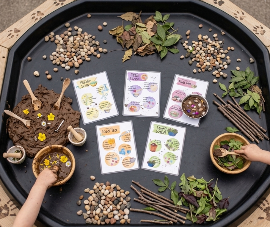 Forest School Mud kitchen recipe cards