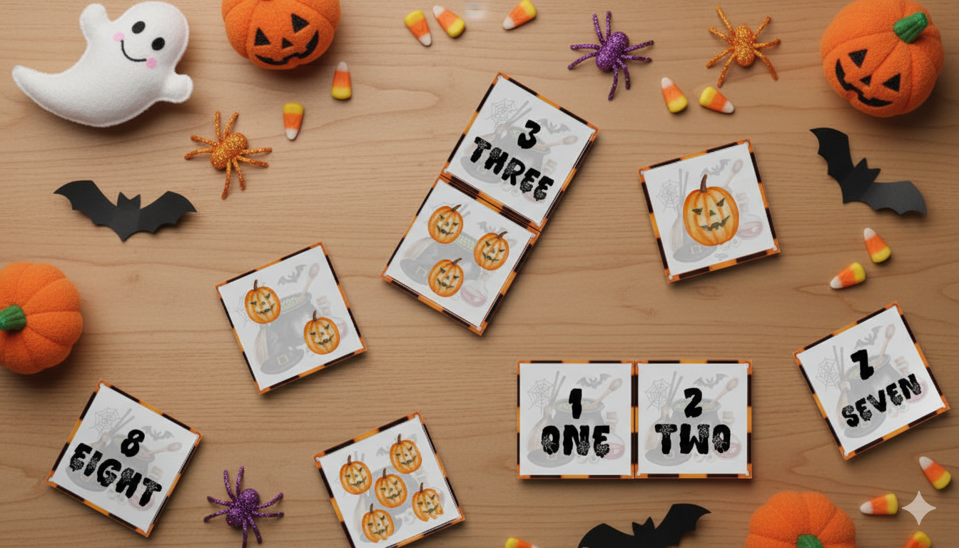 Magnet tile toppers - Pumpkin counting 1- 10