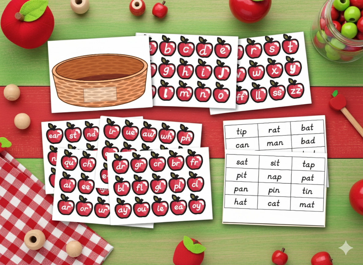 Apple basket spelling game
