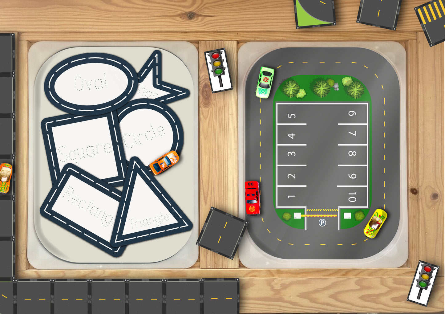 Kids Car Play Road Shapes and matching construction shapes