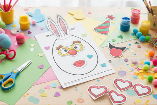 Dress up an easter egg cutting activity