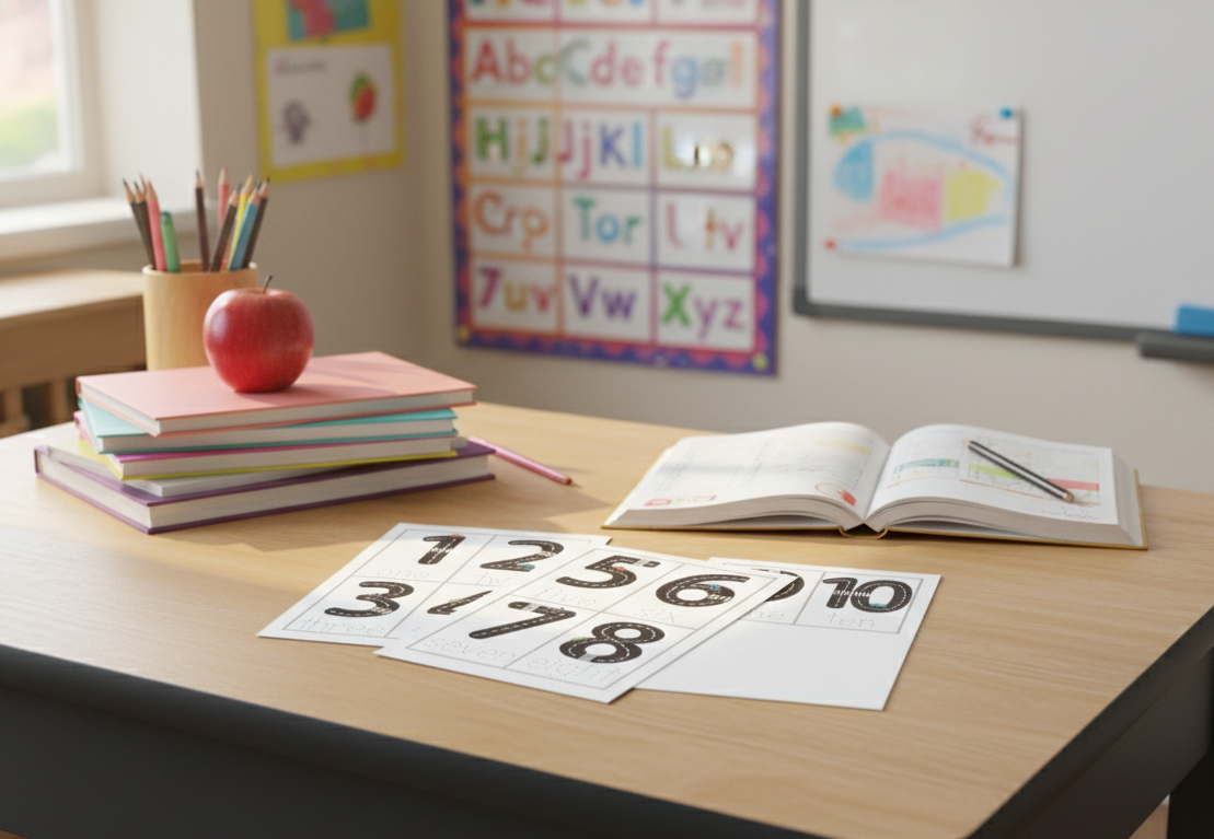 Road number printable flashcards 1-10