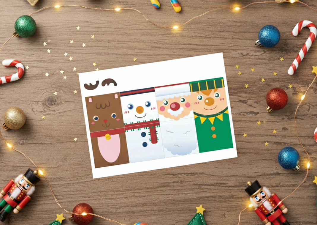 Magnet tile toppers - Christmas matching activity