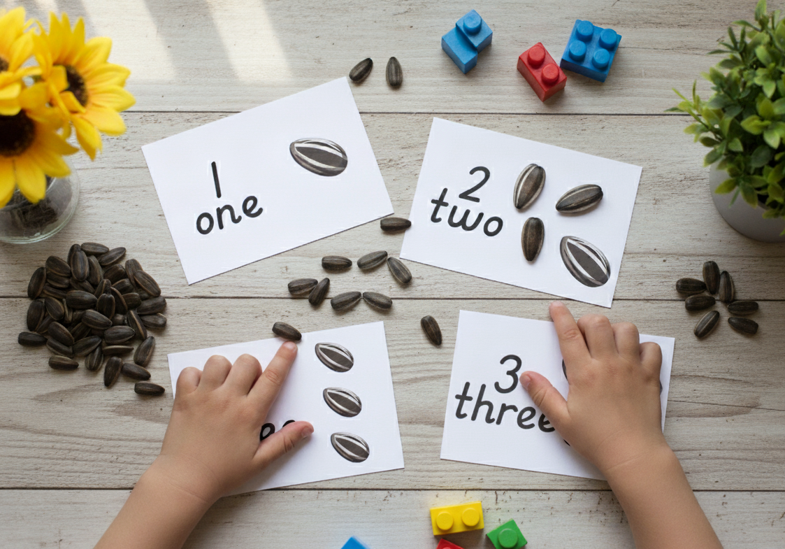 Sunflower Flashcard printables 1-12