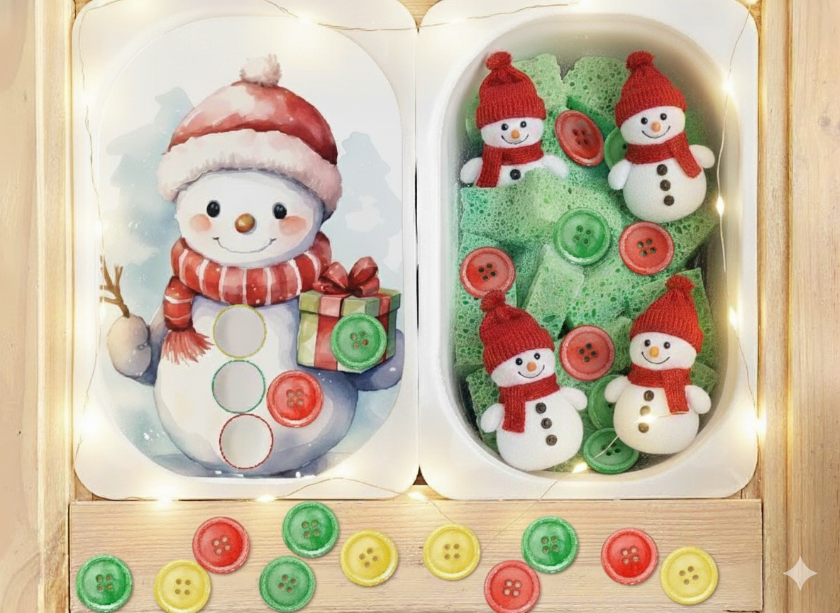 Flisat insert - Snowman color button match - counting game
