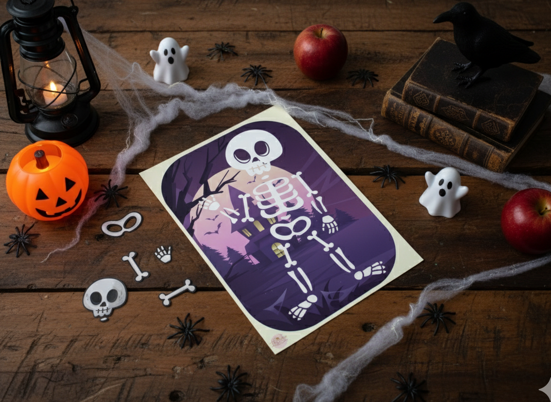 Flisat insert - Halloween skeleton building activity