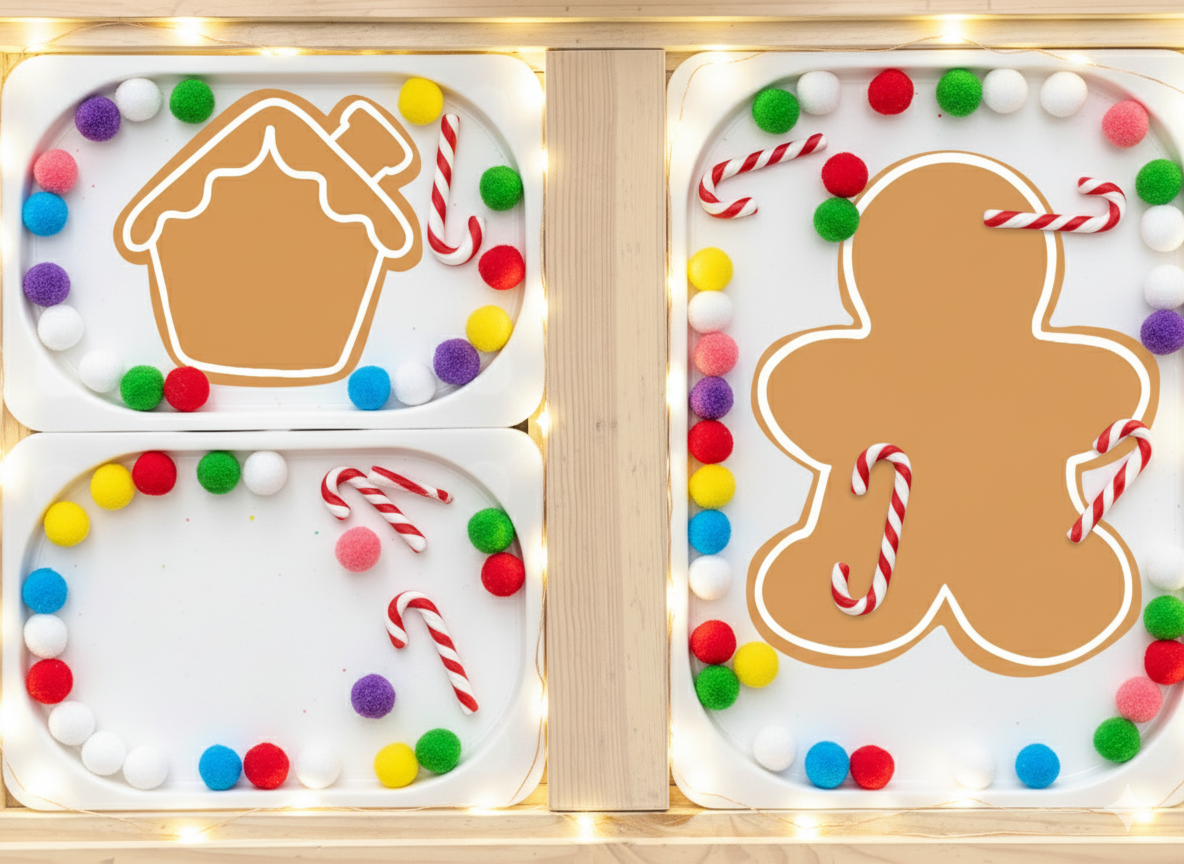 Five Flisat Inserts - Gingerbread shapes for playdoh or loose parts play