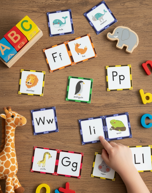 Alphabet match magnet tile toppers