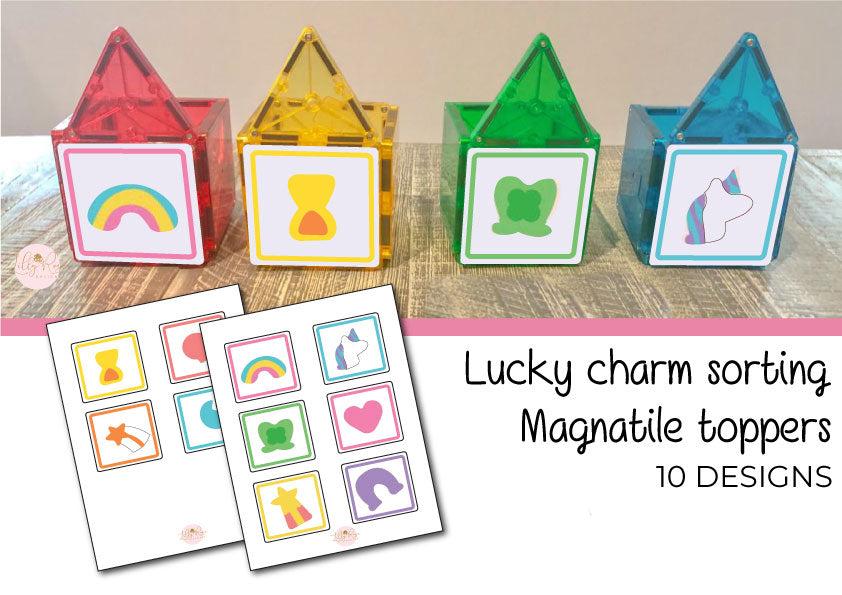 Magnet tile toppers - Lucky cereal sorting pots