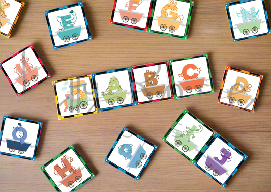 Magnet tile toppers - Animal alphabet train
