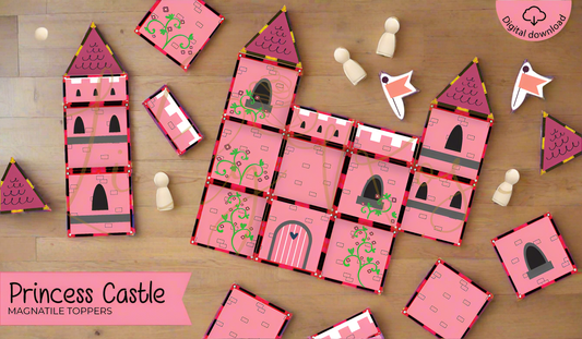 Magnet tile toppers - Pink princess castle set