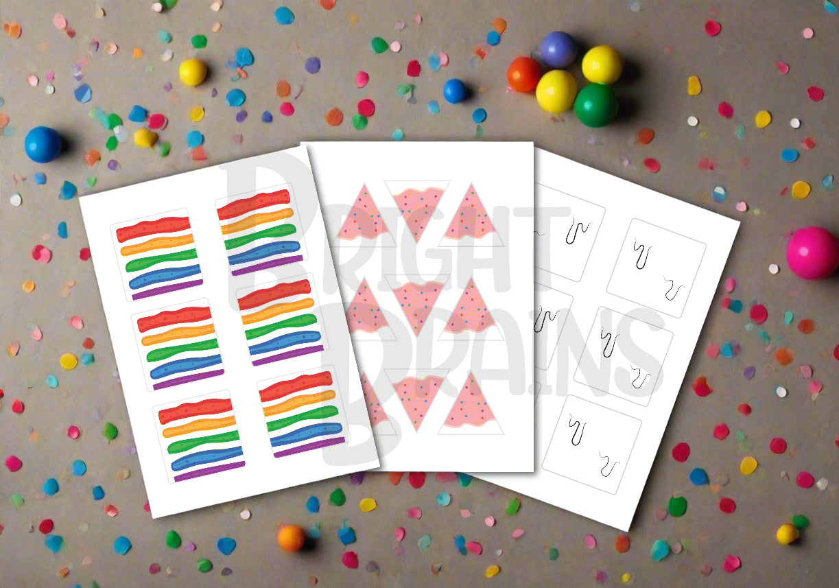 Magnet tile toppers - Birthday cake rainbow theme
