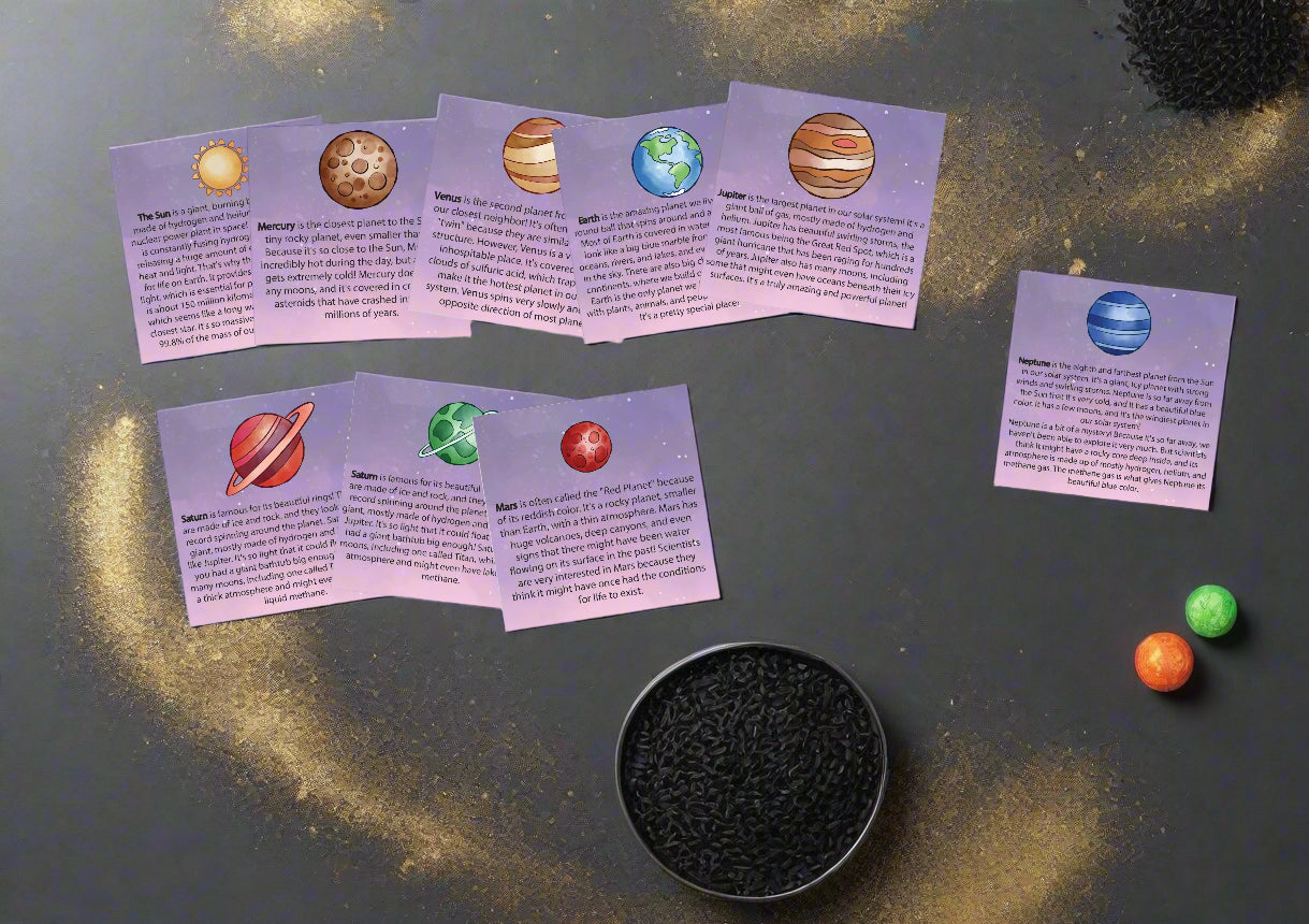Space Mega Bundle - Magnet tile toppers, Flashcards, Flisat Insert