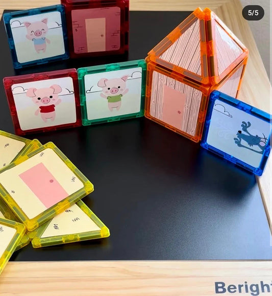 Magnet tile toppers - The three little pigs story