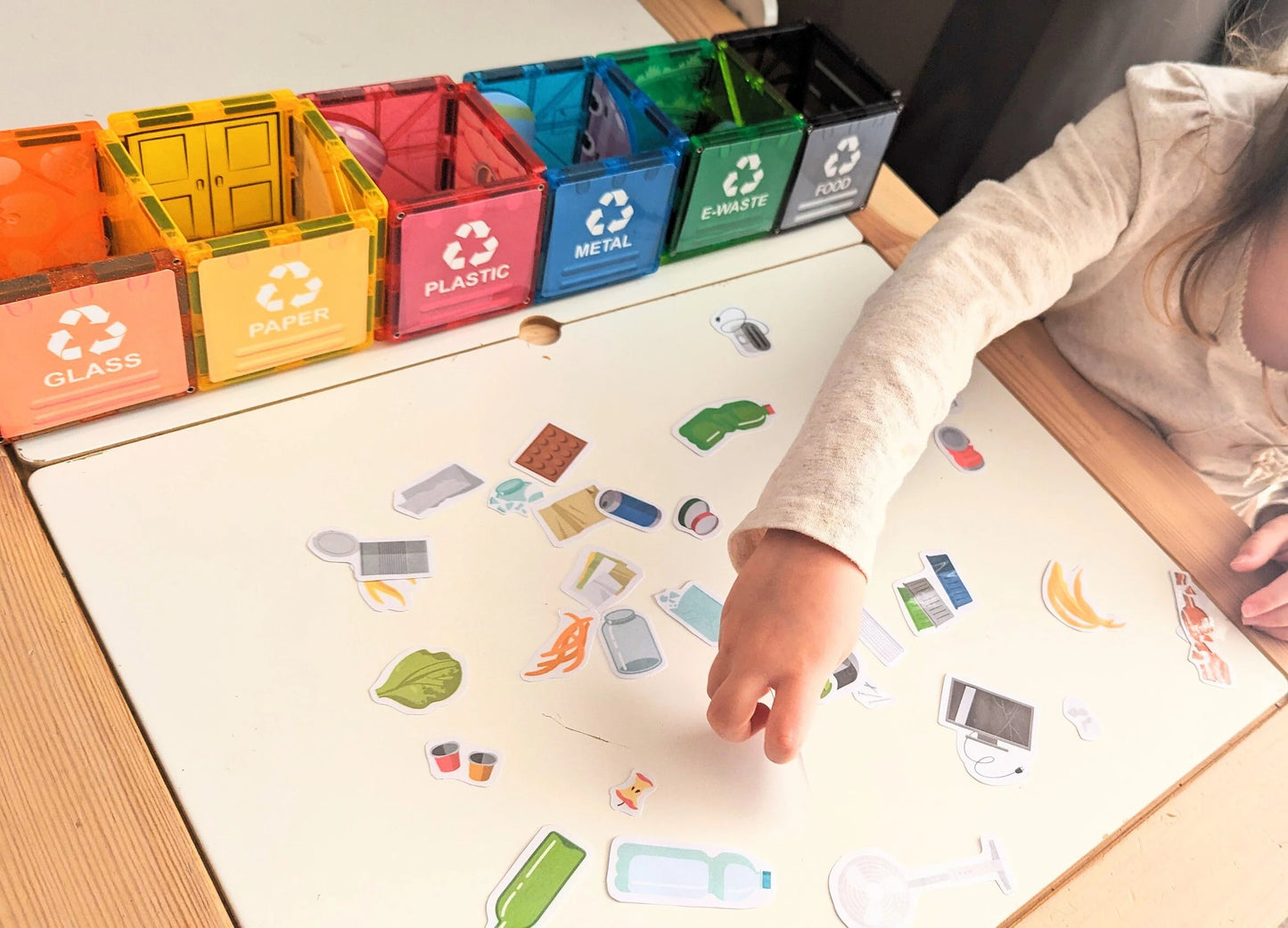 Magnet tile toppers - waste sorting activity