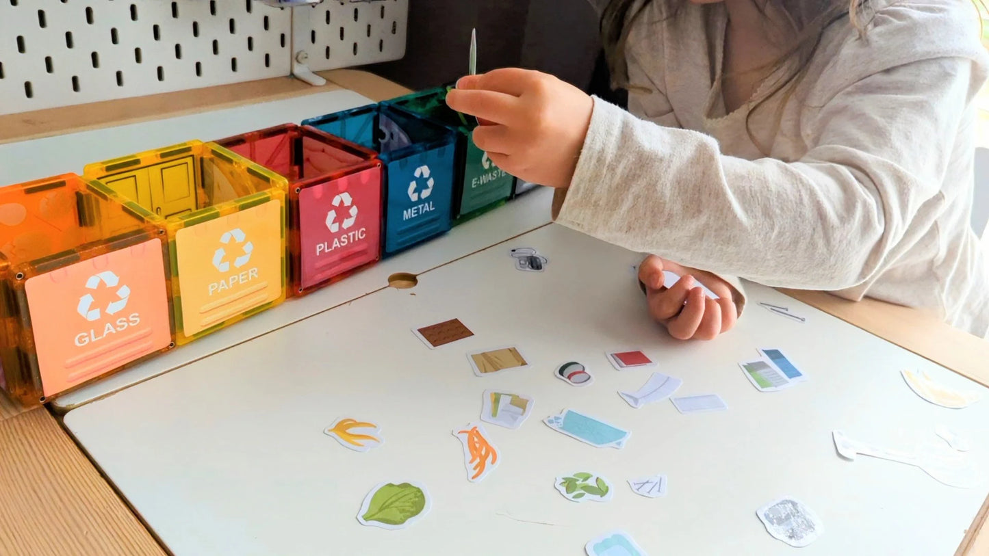 Magnet tile toppers - waste sorting activity
