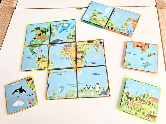 Magnet tile toppers - World Map Puzzle
