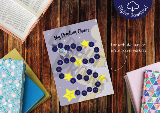 Reading tracker chart for children - Space theme