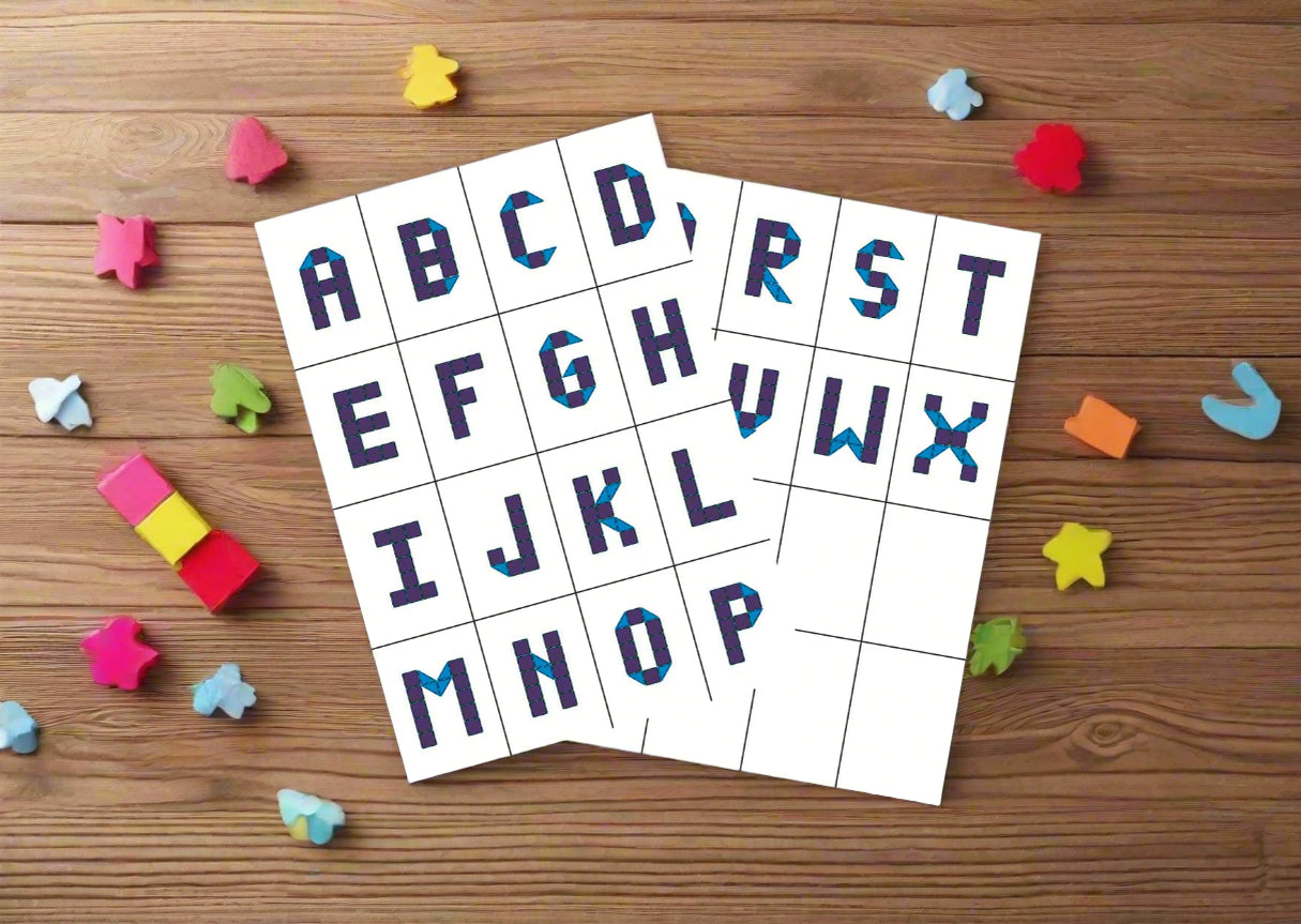 ABC magnet tile shape match flashcards