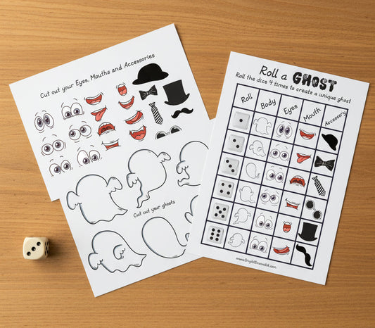 Halloween Roll a GHOST Printable dice game