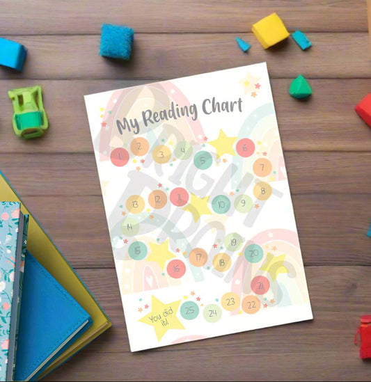 Reading reward chart for children - Rainbow theme