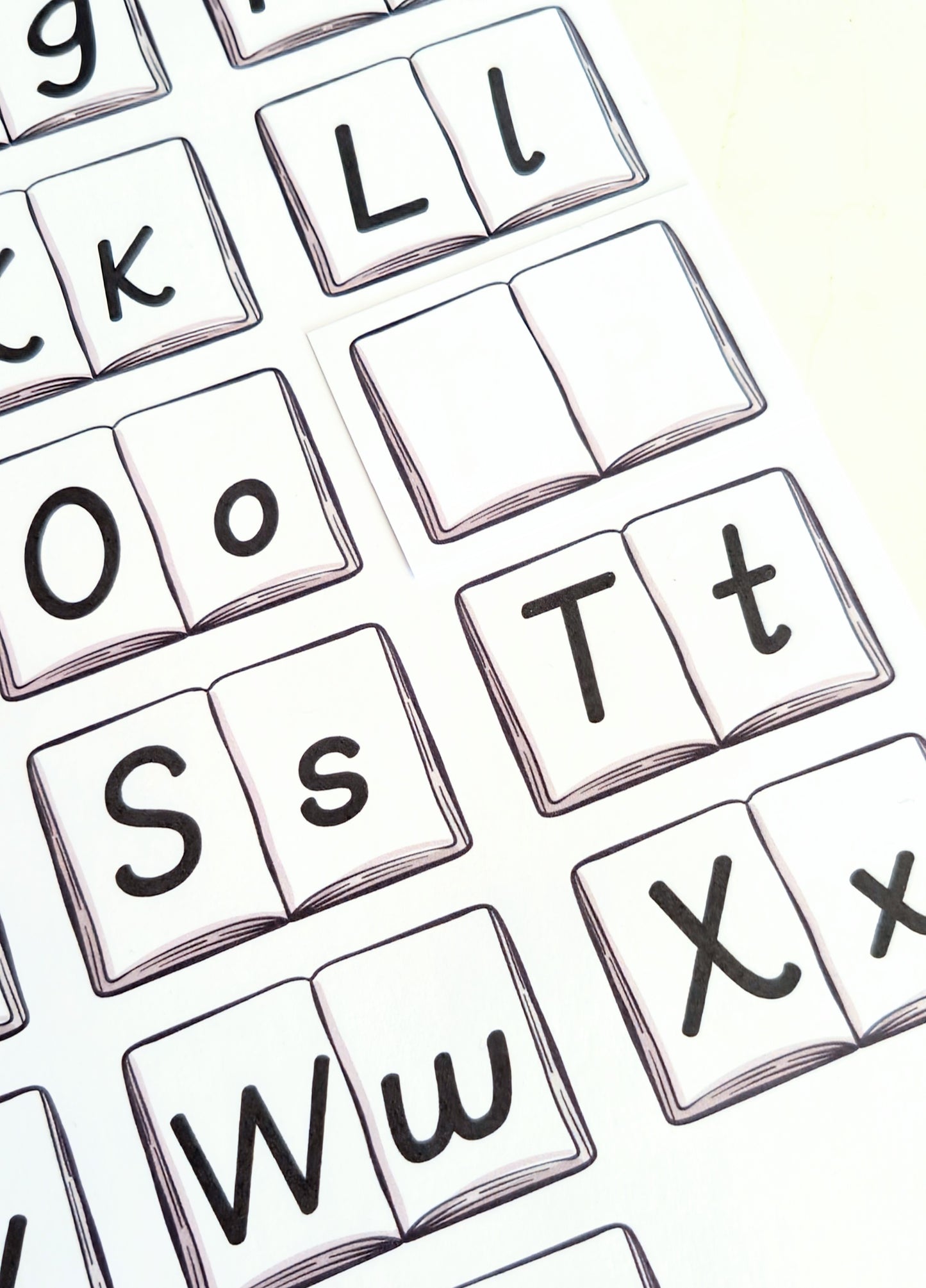 Hidden alphabet book match for light box or torch play