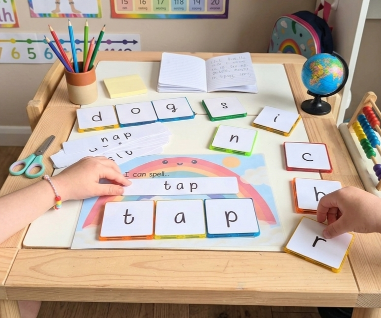 First Spelling blending words - Use with or without magnet tiles